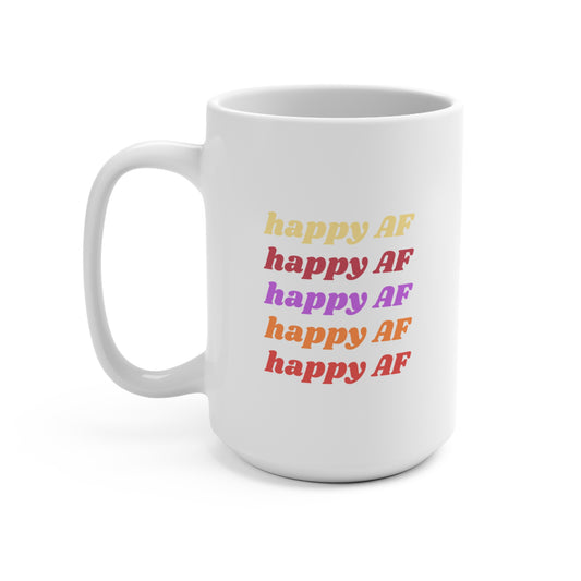 Happy AF Mug | 15oz Ceramic Coffee Cup, Gift for Sober Friends